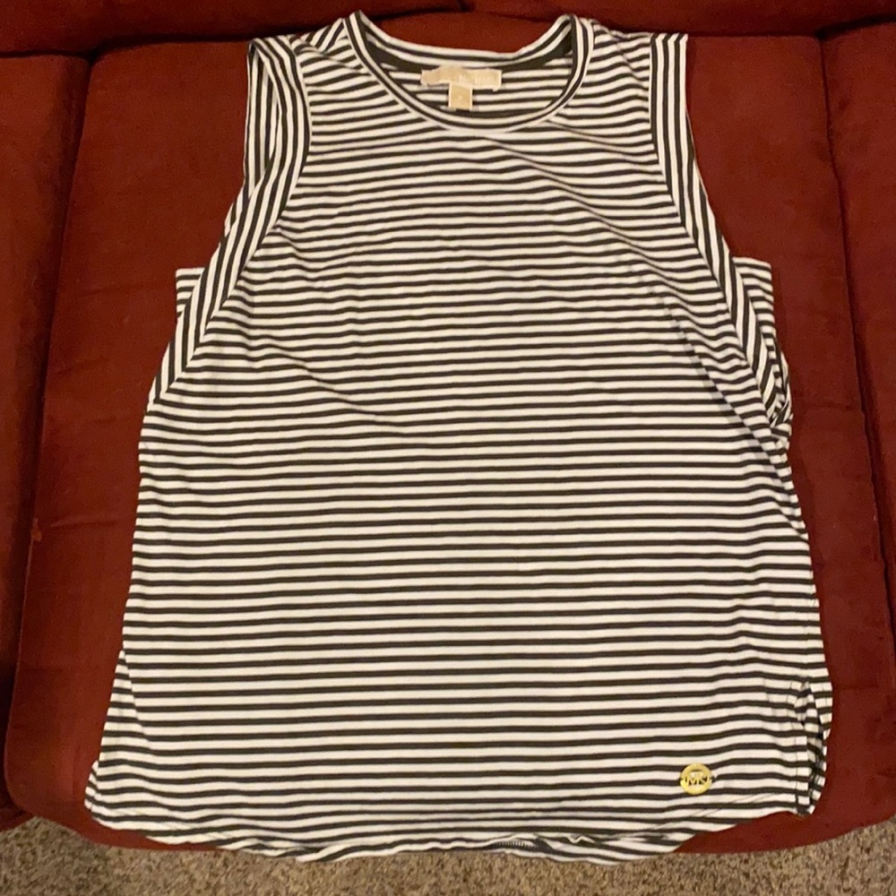 Hunter green and white no sleeve Michael Kors top.